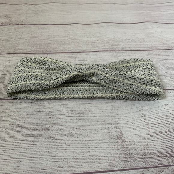 American Eagle Outfitters Cream Black Metallic Knit Headband Ear Warmer Winter - Picture 3 of 10